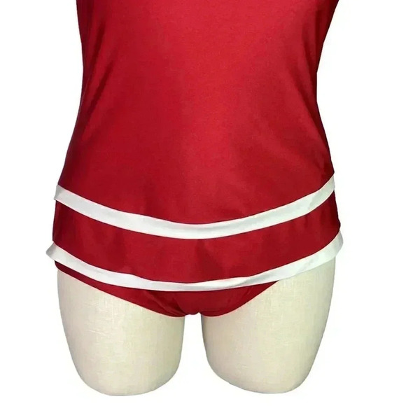 Esther Williams Womens 14 Classic Sheath Retro Swimsuit Red White Padded - Picture 3 of 10